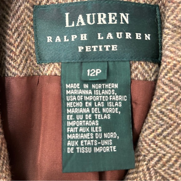 Ralph Lauren Wool Herringbone Equestrian Tailored Norfolk Jacket, size 12P RARE - Picture 7 of 12